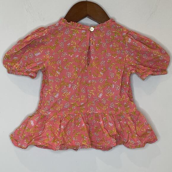 J.Crew Crewcuts Girls Smocked Puff Sleeve Top Floral Blouse Pink Wisp Coral XS - Picture 6 of 13